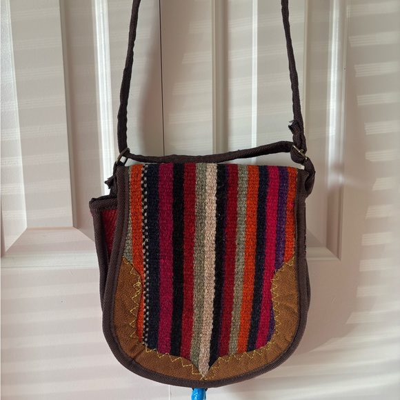 Handbags - Woven Multicolor Stripe Crossbody Bag - Boho Shoulder Bag